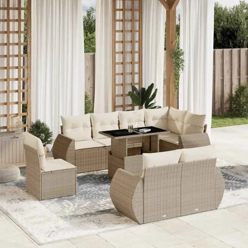 Loungebank met beige materiaal en gepoedercoat staal afmetingen - beige en crèmekleurig / zonder opbergruimte - Tuinsets