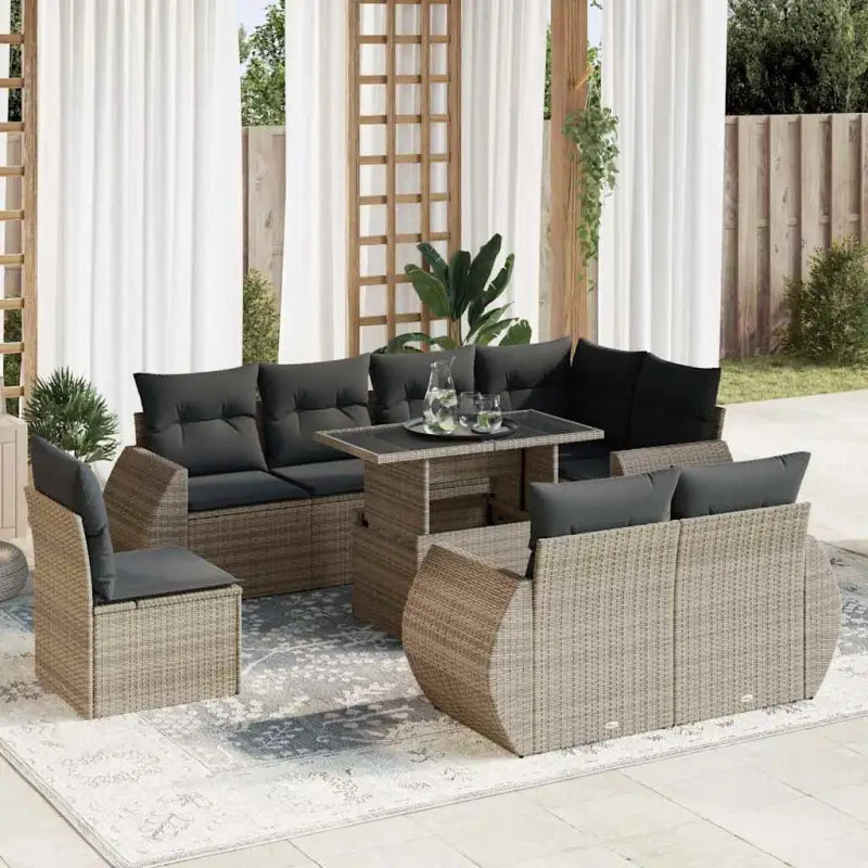 Loungebank met beige materiaal en gepoedercoat staal afmetingen - Grijs / met opbergruimte - Tuinsets