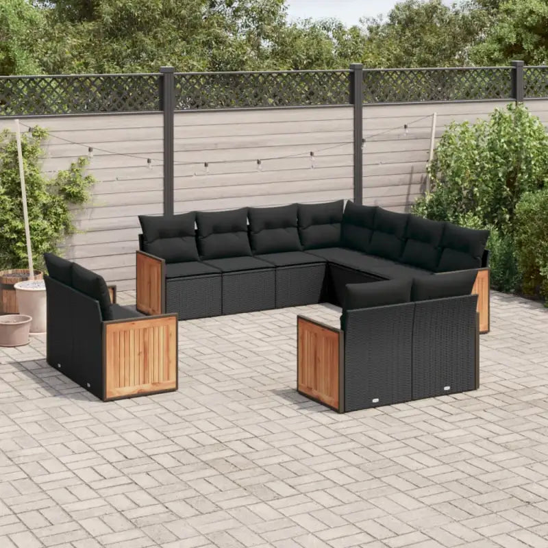 Loungebank met beige materiaal en gepoedercoat staal voor buiten - Zwart / Zonder tafel - Tuinsets