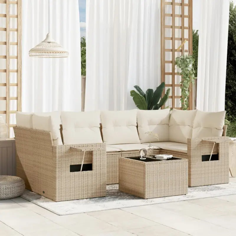 Loungebank met beige materiaal en gepoedercoat staal voor je tuin - beige en crèmekleurig - Tuinsets