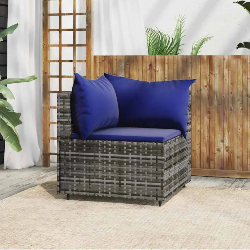 Loungebank met poly rattan en afmetingen kussen voor tuinplezier - Grijs en blauw / 1 / Hoekbank - Loungebanken