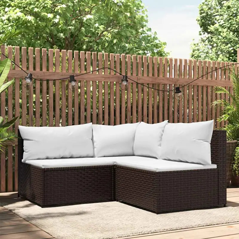 Loungebank met poly rattan en afmetingen kussen voor tuinplezier - Bruin / 1 / hoek + 2x midden - Loungebanken