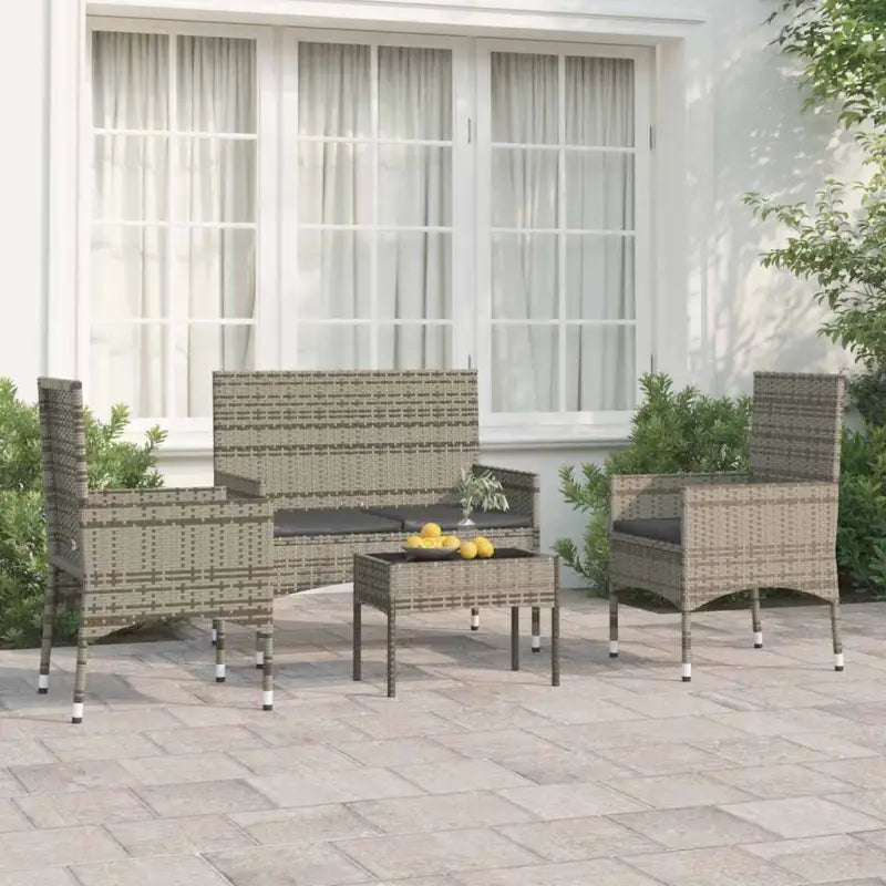 Loungebank met poly rattan en gepoedercoat staal voor in de tuin - Grijs - Tuinsets