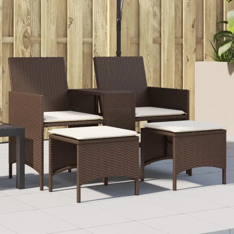 Loungebank met poly rattan en wasbare hoes voor buitenruimte - Bruin / 1 / Met voetenbank - Loungebanken