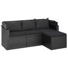Loungebank met voetenbank van poly rattan en gepoedercoat staal zwart materiaal - Loungebanken