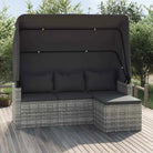 Loungebank met voetenbank van poly rattan en gepoedercoat staal zwart materiaal - Grijs / 1 - Loungebanken