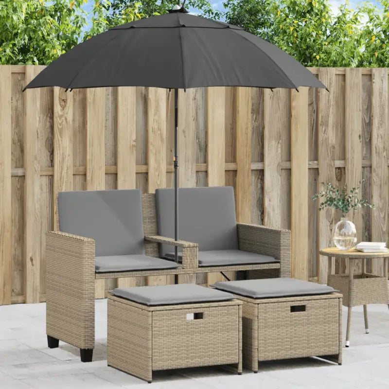 Loungebank met wasbare hoes en zwart materiaal voor buitengebruik - Beige en grijs / 1 - Loungebanken