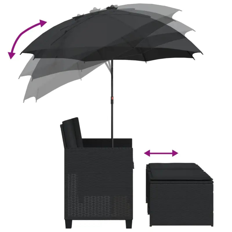 Loungebank met wasbare hoes en zwart materiaal voor buitengebruik - Loungebanken