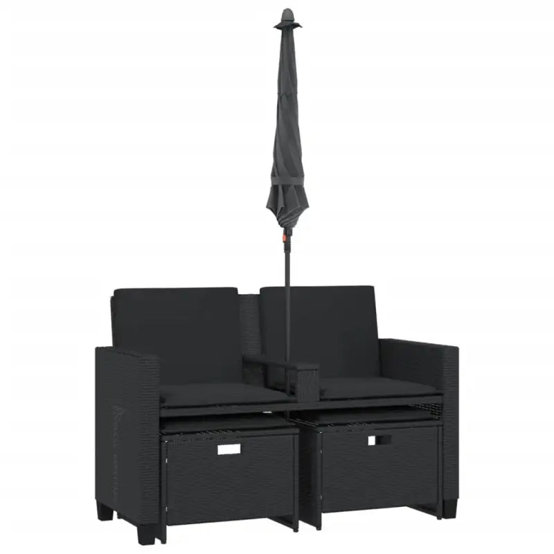 Loungebank met wasbare hoes en zwart materiaal voor buitengebruik - Loungebanken