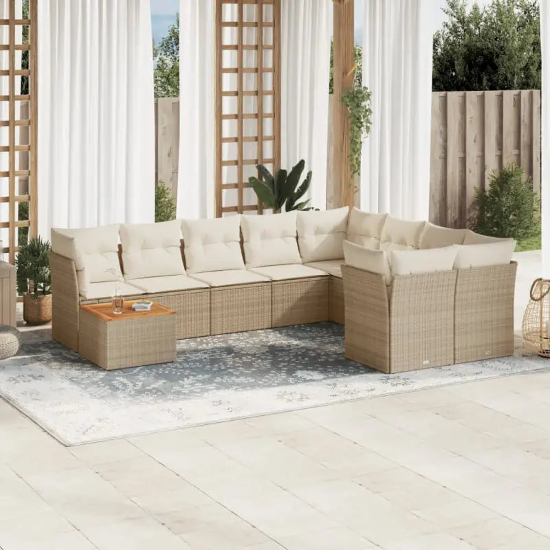 Loungebank set in beige materiaal met waterdichte tas en gepoedercoat staal - beige en crèmekleurig / Tafel + 5x midden
