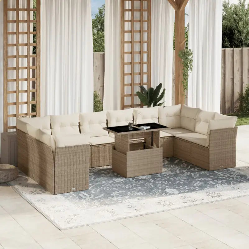 Loungebank set met beige materiaal en gepoedercoat staal afmetingen - Tuinsets