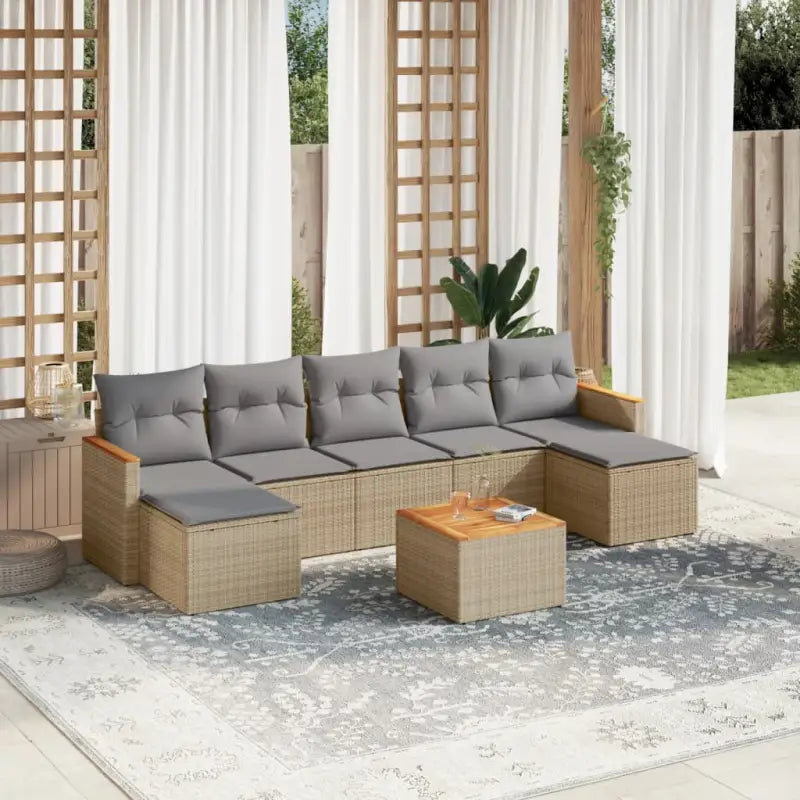 Loungebank set met beige materiaal en waterdichte tas van gepoedercoat staal - Beige en grijs / Met tafel - Tuinsets