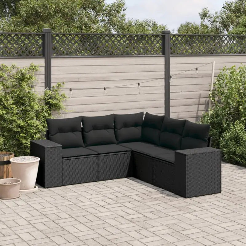 Loungebank tuinset met beige materiaal en gepoedercoat staal afmetingen - Zwart / Zonder tafel - Tuinsets