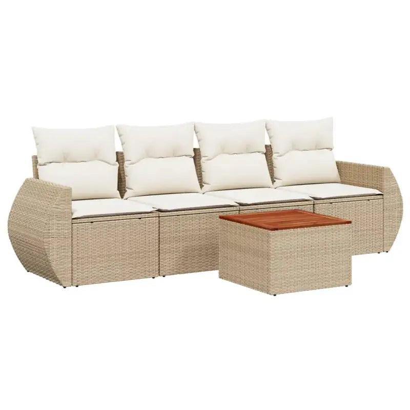Loungebank tuinset van beige materiaal en gepoedercoat staal met afmetingen - Tuinsets
