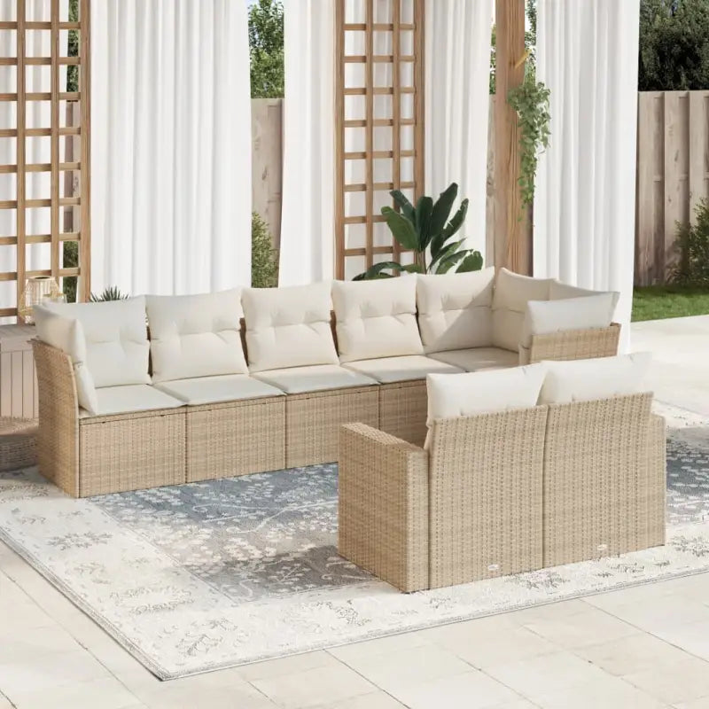 Loungebank van beige materiaal en gepoedercoat staal voor tuin of terras - beige en crèmekleurig / Zonder tafel