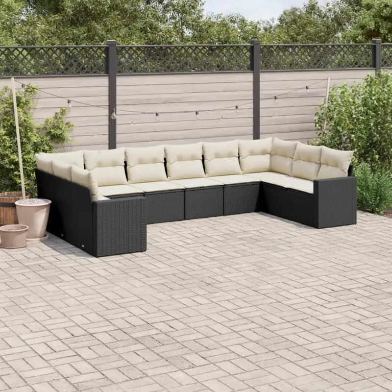 Loungebank van gepoedercoat staal met beige materiaal voor tuin en terras - Zwart en crème / Zonder tafel - Tuinsets
