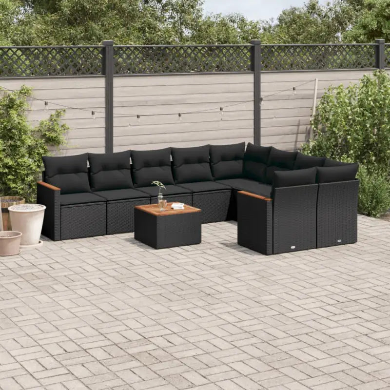 Loungebank van gepoedercoat staal met beige materiaal voor tuin en terras - Zwart / Met tafel - Tuinsets