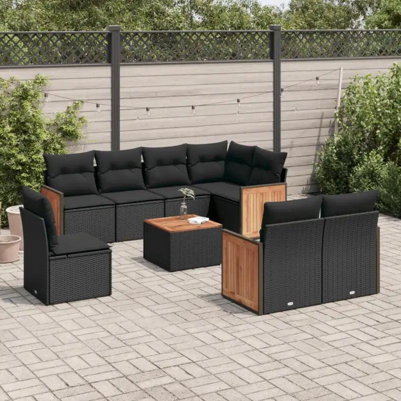 Loungebank van gepoedercoat staal voor tuin of terras in zwart materiaal - Zwart / Met tafel - Tuinsets