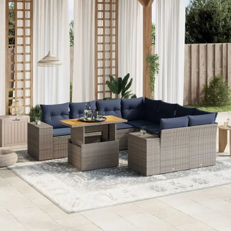 Loungebank van grijs materiaal met gepoedercoat staal afmetingen - Grijs / zonder opbergruimte - Tuinsets