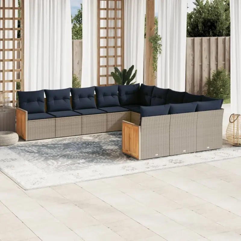 Loungebank van grijs materiaal met gepoedercoat staal en waterdichte zak - Grijs en blauw / Zonder tafel - Tuinsets