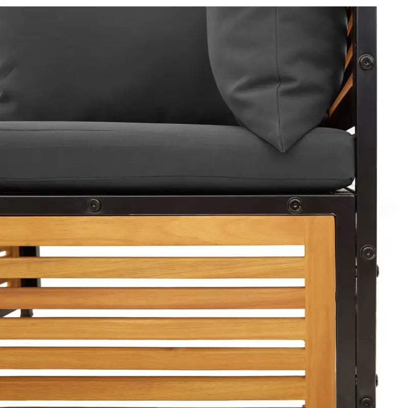 Loungebank van massief acaciahout en gepoedercoat staal voor comfort - Tuinsets