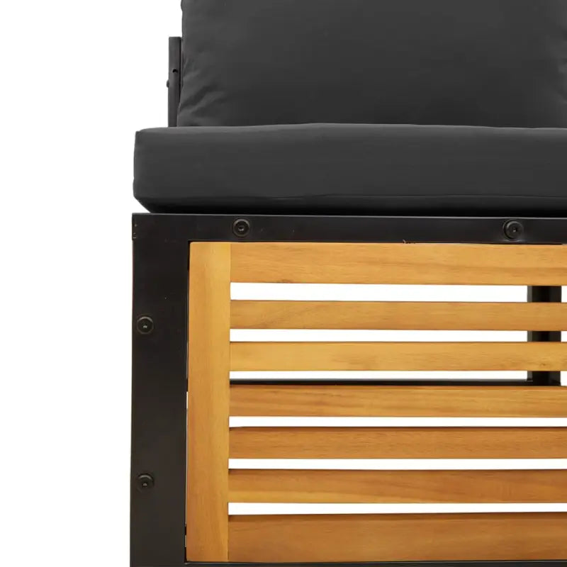 Loungebank van massief acaciahout en gepoedercoat staal voor comfort - Tuinsets