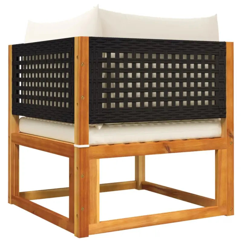 Loungebank van massief acaciahout met kleur per rattan en comfortabele rugkussens - Tuinsets