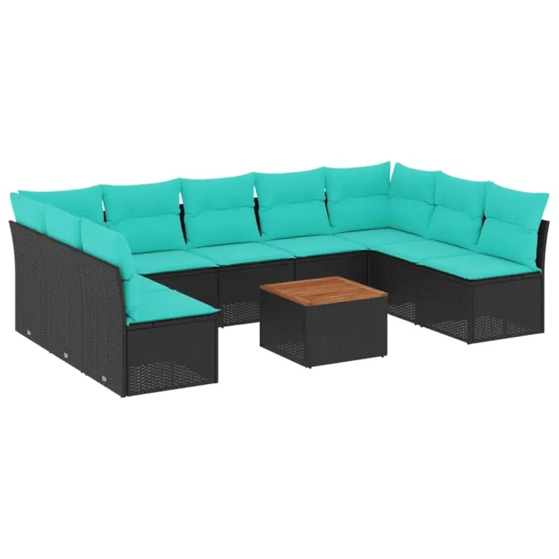 Loungebank van poly rattan en gepoedercoat staal voor tuin of terras - Zwart en blauw - Tuinsets