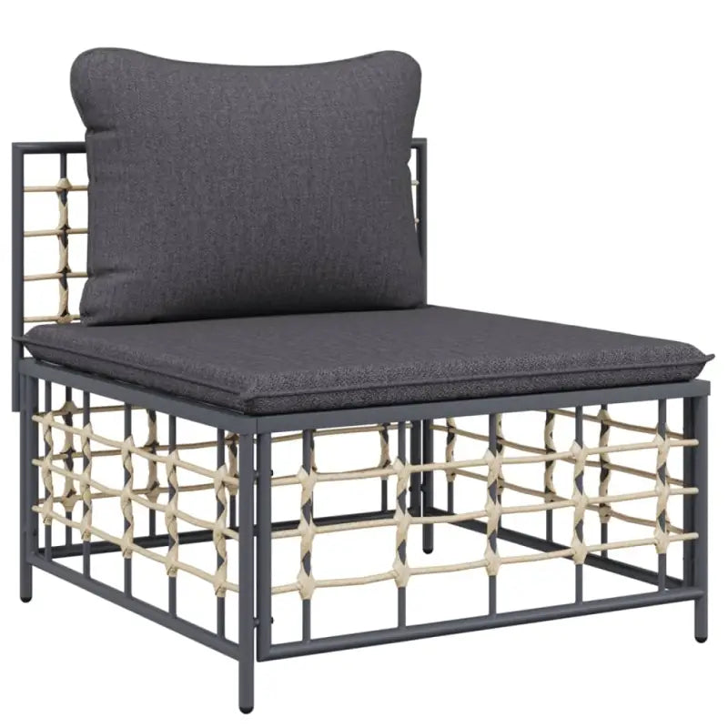 Loungebank van poly rattan met antraciet materiaal en gepoedercoat staal - Loungebanken