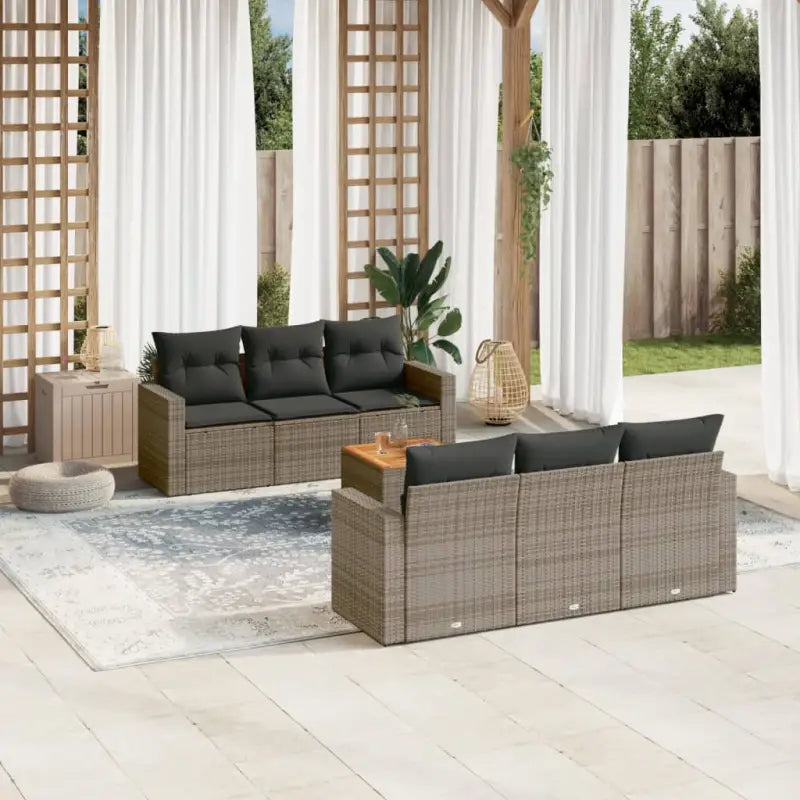 Loungebank van poly rattan met gepoedercoat staal afmetingen - Grijs - Tuinsets