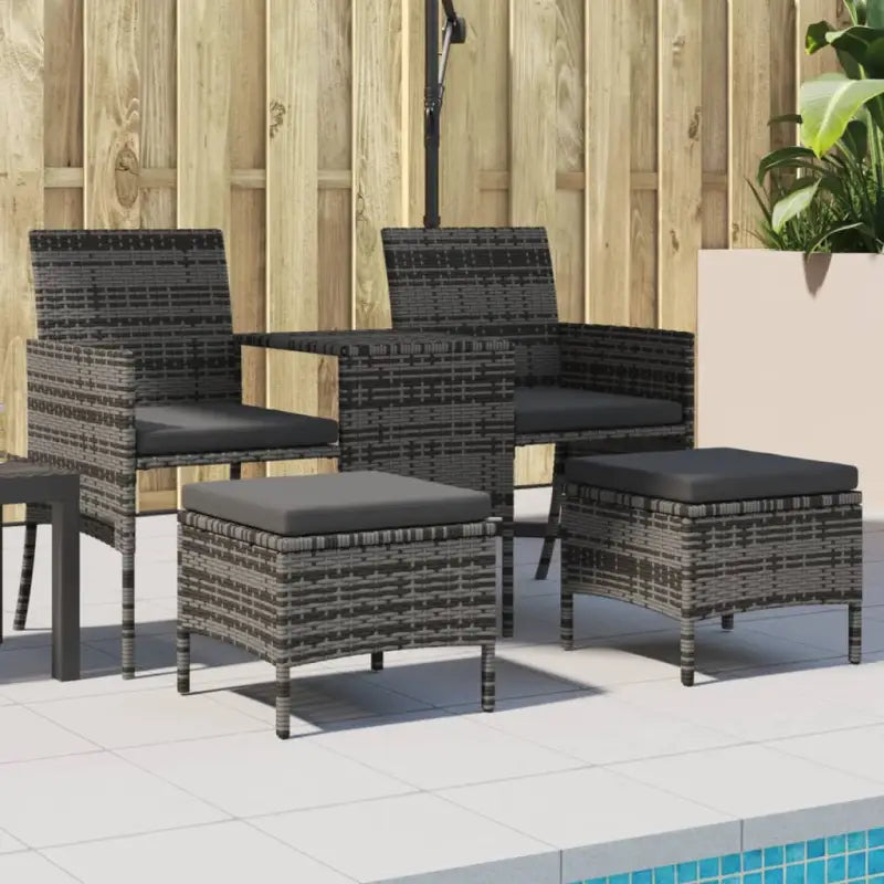 Loungebank van poly rattan met gepoedercoat staal en wasbare hoes - Grijs / 1 - Loungebanken