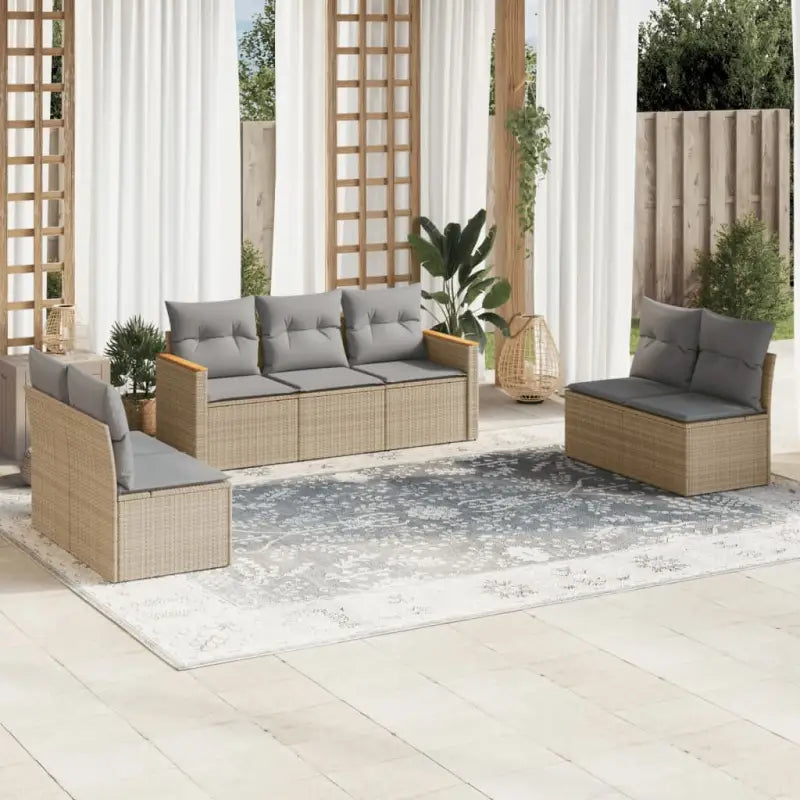 Loungebank van poly rattan met waterdichte tas voor tuinvermaak - Beige en grijs / Zonder tafel - Tuinsets