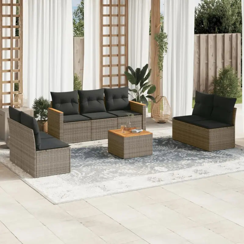 Loungebank van poly rattan met waterdichte tas voor tuinvermaak - Grijs / Met tafel - Tuinsets