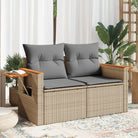 Loungebank van poly rattan met waterdichte zak voor comfortabele zitervaring - beige en lichtgrijs / 1 / zonder