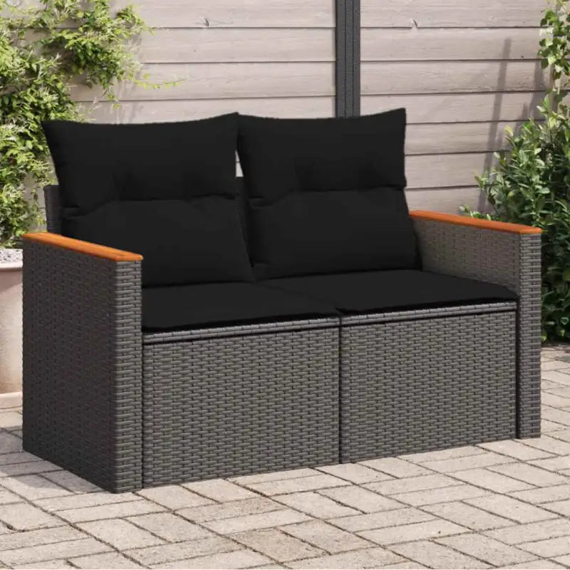 Loungebank van poly rattan met waterdichte zak voor comfortabele zitervaring - Zwart en wit / 1 / zonder opbergruimte