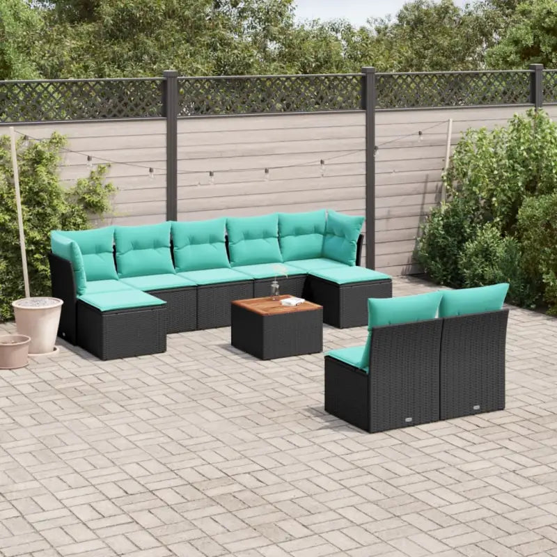 Loungebank van zwart materiaal met gepoedercoat staal afmetingen - Zwart en blauw - Tuinsets