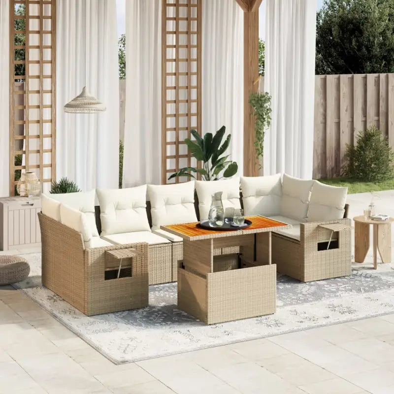 Loungebank voor tuin met beige materiaal en gepoedercoat staal - beige en crèmekleurig / zonder opbergruimte - Tuinsets