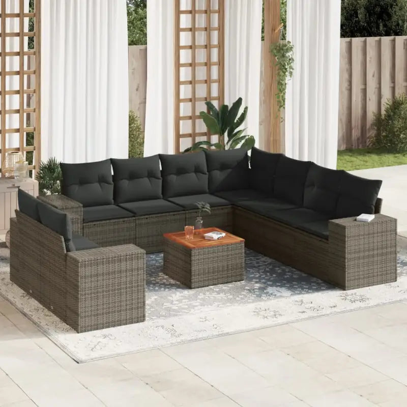 Loungebank voor tuin met beige materiaal en gepoedercoat staal - Grijs - Tuinsets