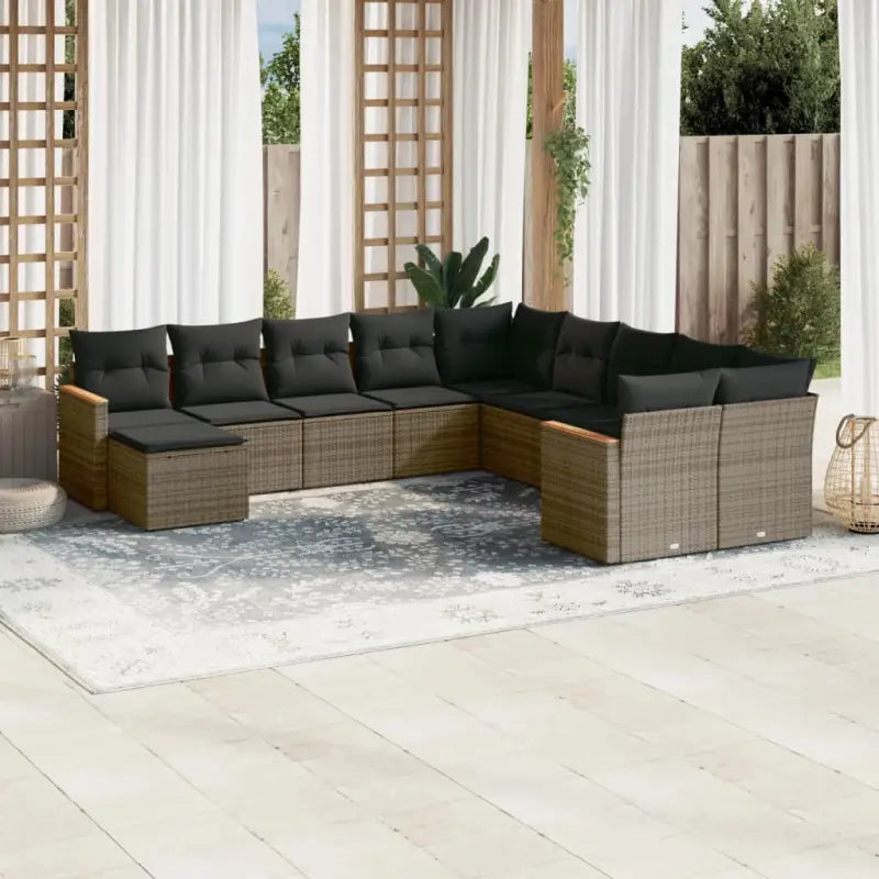 Loungebank voor tuin met beige materiaal en gepoedercoat staal - Grijs / Zonder tafel - Tuinsets