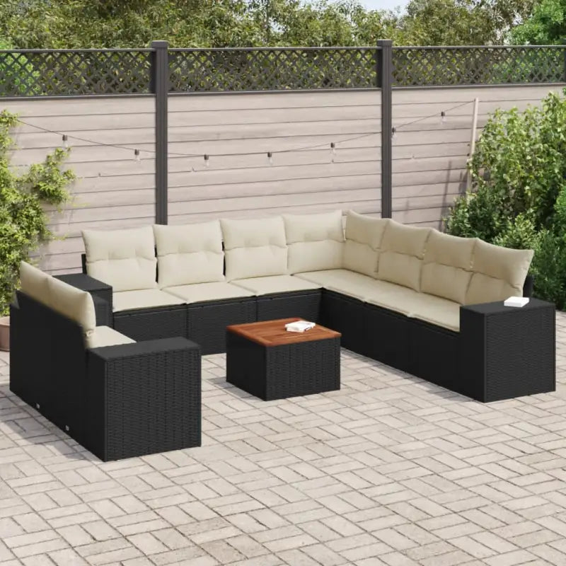 Loungebank voor tuin met beige materiaal en gepoedercoat staal - Zwart en crème - Tuinsets