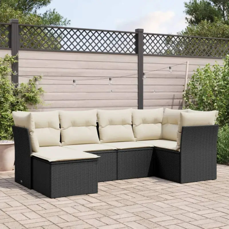 Loungebank voor tuin met beige materiaal en gepoedercoat staal - Zwart en crème / Zonder tafel - Tuinsets