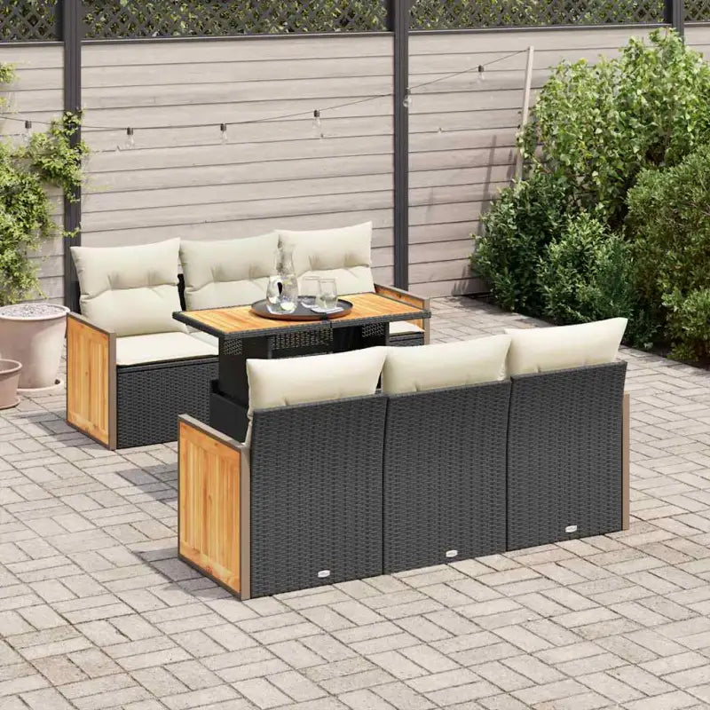 Loungebank voor tuin met gepoedercoated staal en waterdichte tas - Zwart en crème - Tuinsets