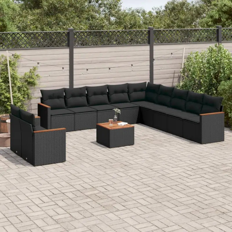 Loungebank voor tuin met grijs materiaal en gepoedercoat staal - Zwart / Met tafel - Tuinsets