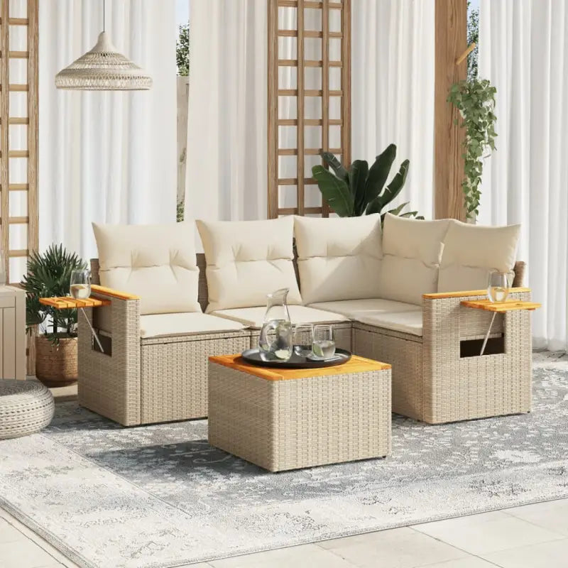 Loungebank voor tuin met waterdichte tas en grijs materiaal - beige en crèmekleurig / Met tafel - Tuinsets