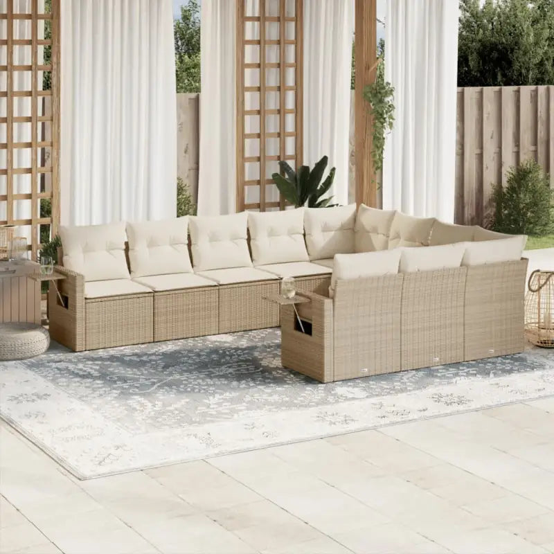 Loungebank voor tuin met zwart materiaal en gepoedercoat staal afmetingen - beige en crèmekleurig / Zonder tafel