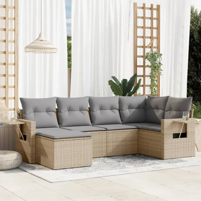 Loungebank voor tuin met zwart materiaal en waterdichte tas - Beige en grijs / Zonder tafel - Tuinsets