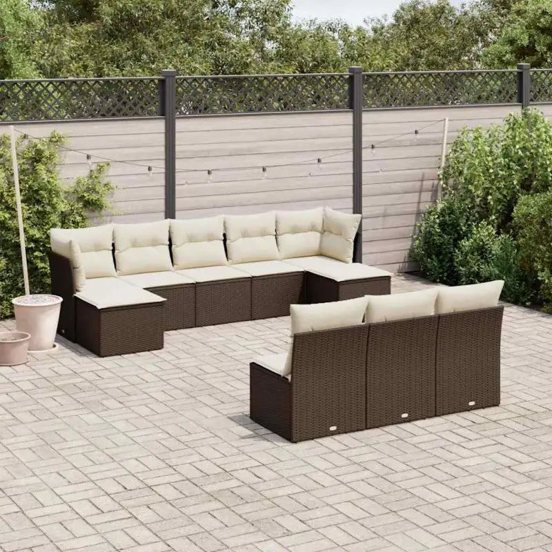 Loungebank voor tuin Terrasse met gepoedercoat staal en beige materiaal - Bruin en crème / Zonder tafel - Tuinsets