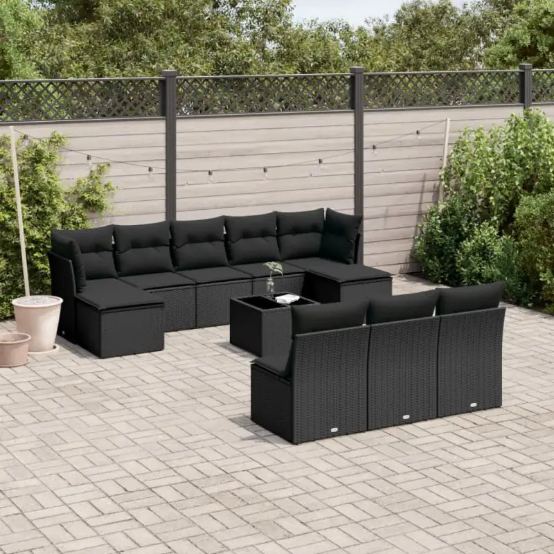 Loungebank voor tuin Terrasse met gepoedercoat staal en beige materiaal - Zwart / Met tafel - Tuinsets
