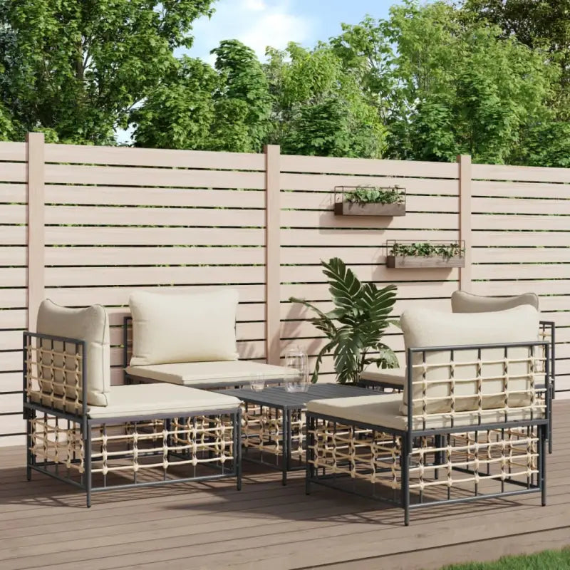 Loungebanken in antraciet poly rattan met gepoedercoat staal - Loungebanken