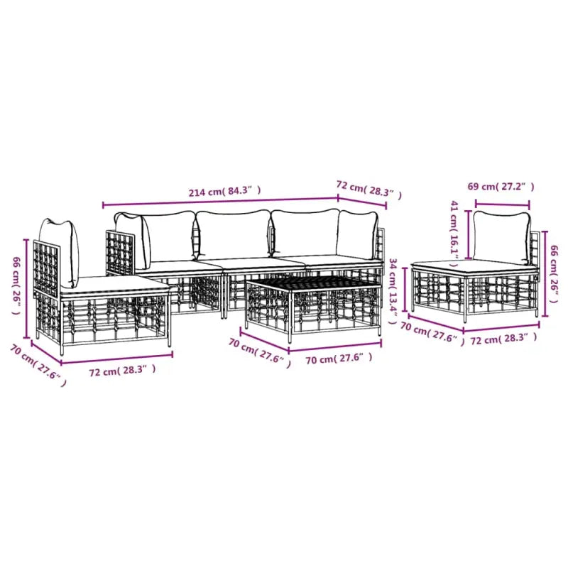 Loungebanken in poly rattan met antraciet materiaal en ruime afmetingen - Loungebanken